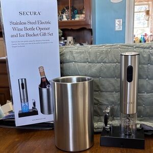 Stainless Steel Rechargeable Electric Wine Bottle Opener & Ice Bucket Set
